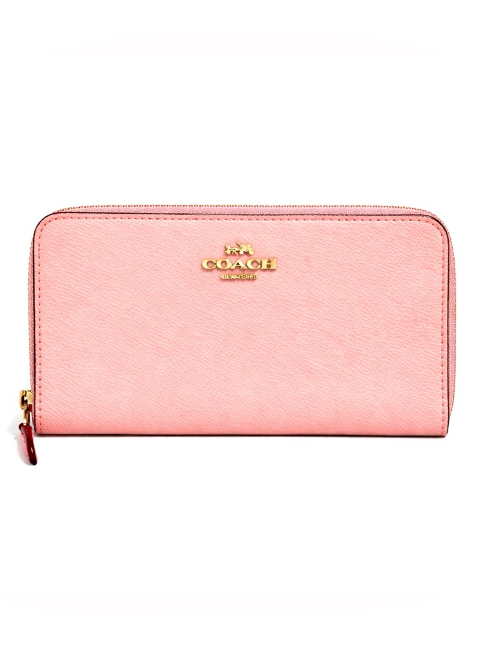 COACH Pink Crossgrain Leather Zip-Around Wallet RETAILS $238